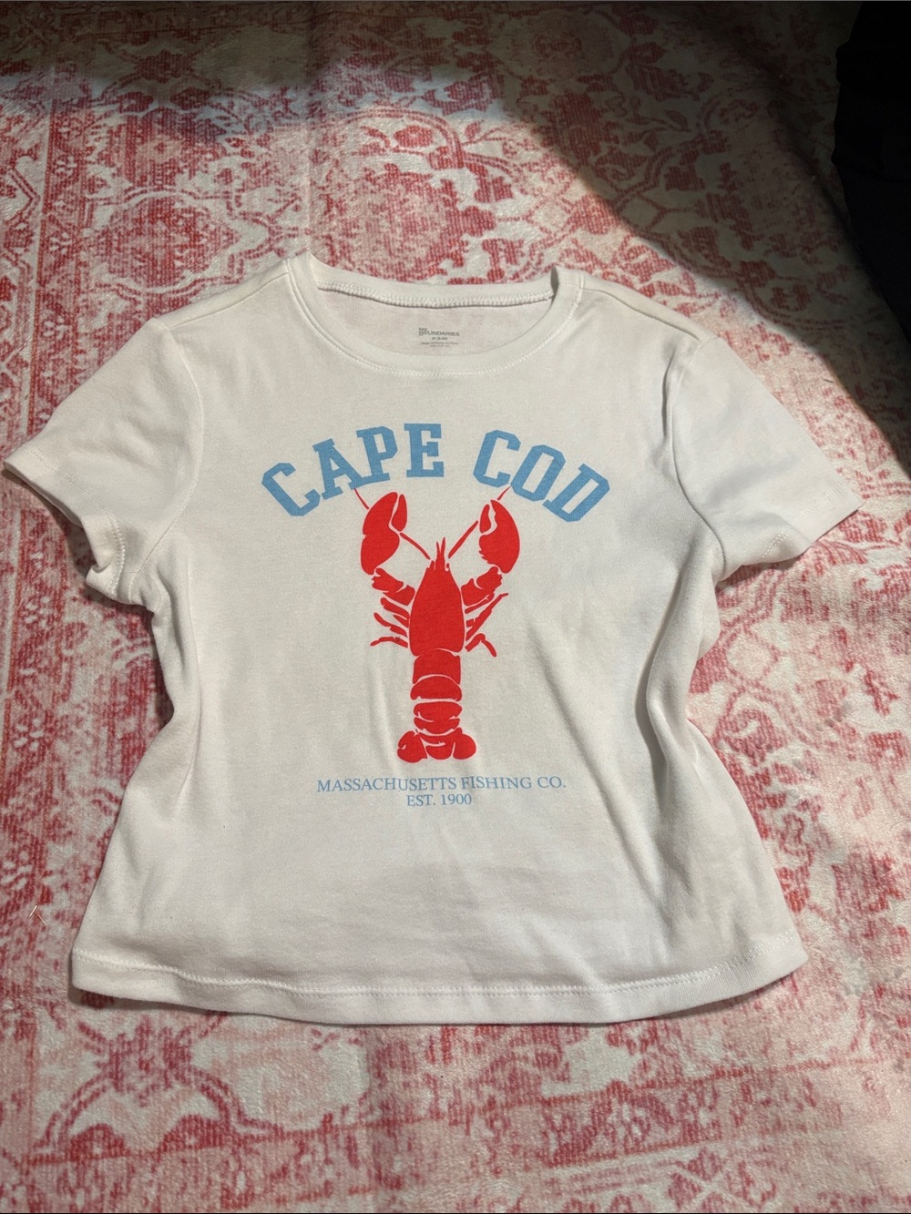 Cape Cod White Tee with Red Lobster Graphic
